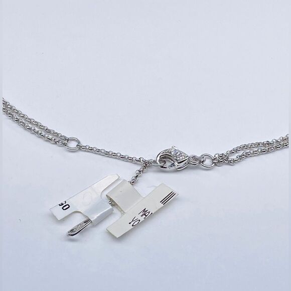 Y-drop crystal-dusted double chain necklace - Picture 8 of 15